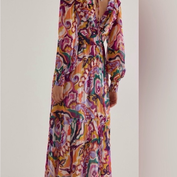 NWT Anthropologie The Odetta Ruffled V-Neck Maxi Dress - Picture 2 of 12